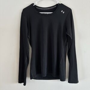Women's Small Under Armour‎ Black Fitted Heat Gear Base Layer Long Sleeve Top